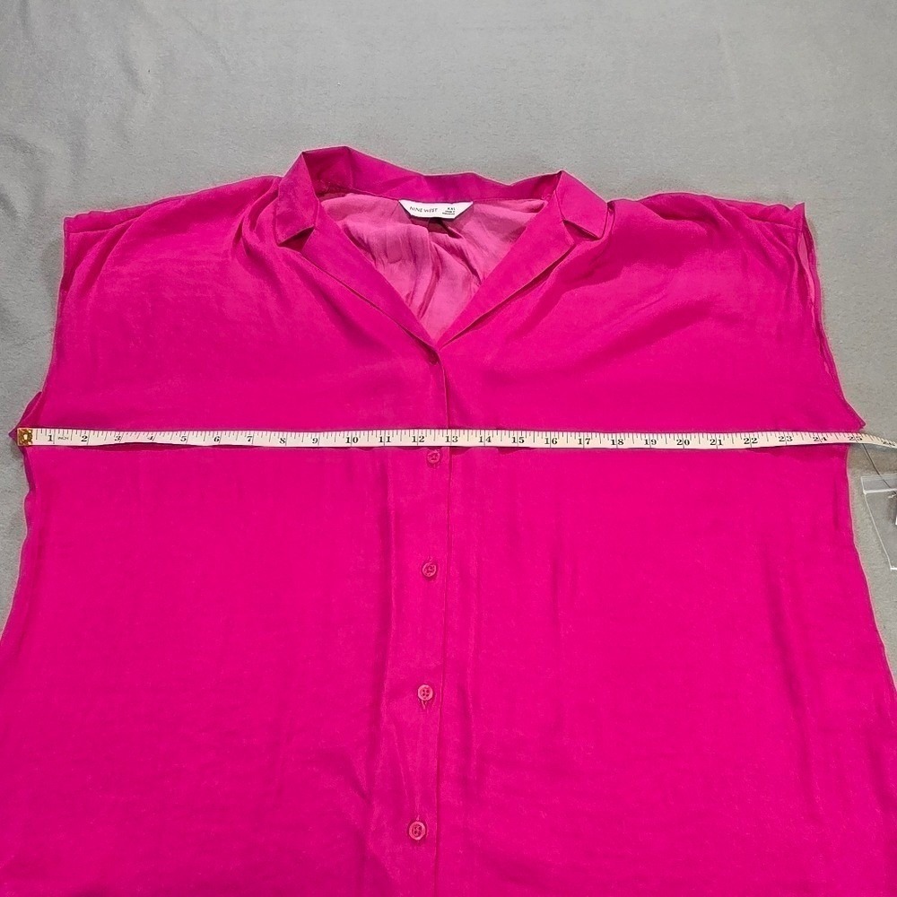Nine West Blouse Women XXL Pink Button Up High Low Sleeveless Career Top - Picture 7 of 7